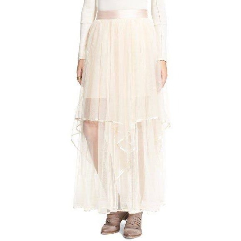 Free People Keep Me Tulle Maxi Skirt Cottagecore Fairycore Boho Size 6 Tutu